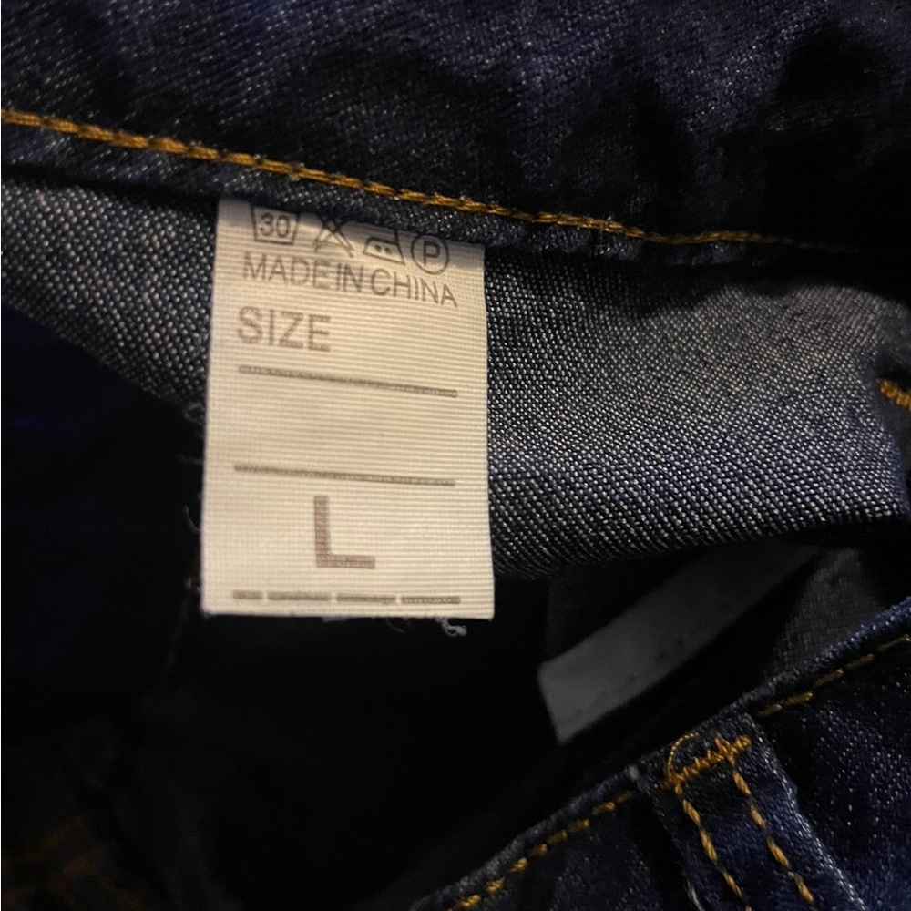 Sz L kick flare denim button down front pockets pants New no tags - Picture 3 of 3